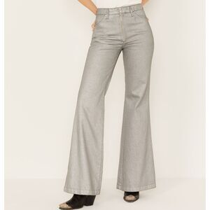 Wrangler X Fender Silver Metallic Wanderer Zip Front Flare Jeans, 28x30 $148 NEW